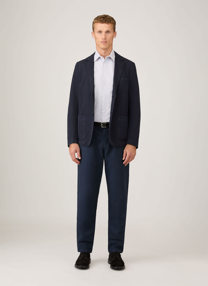 Men's Oxford Shirt in White/Navy