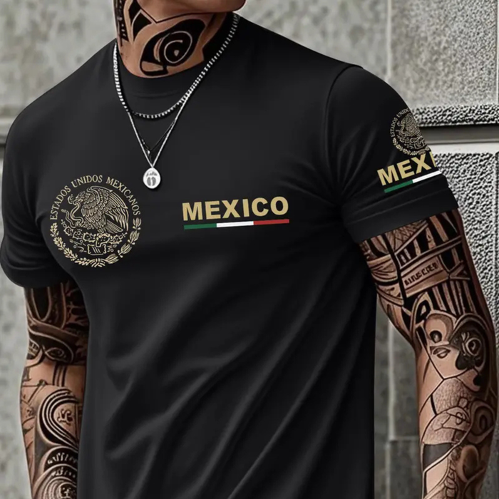 Mexican-Themed Print T-Shirt for Men - Retro Mexico Pride Graphic Tee