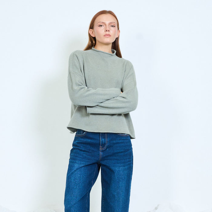 Minimal mock neck knit sweater wholesale