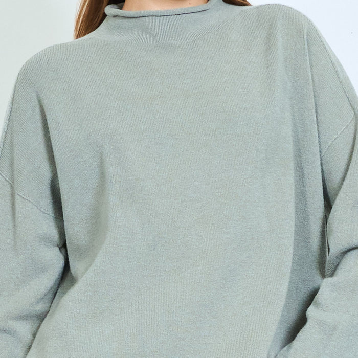 Minimal mock neck knit sweater wholesale