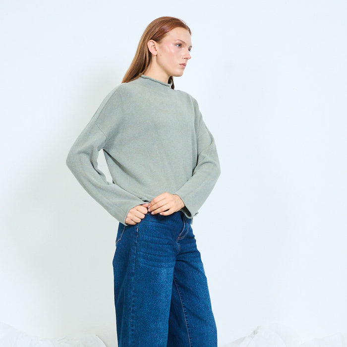 Minimal mock neck knit sweater wholesale
