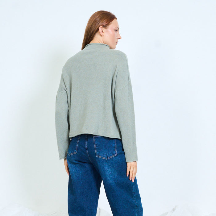Minimal mock neck knit sweater wholesale