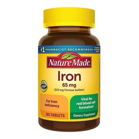Nature Made Iron 65 mg (325 mg Ferrous Sulfate) Tablets, 365 Count