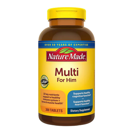 Nature Made Multi For Him Men's Multivitamin Tablets with No Iron, 300 Count