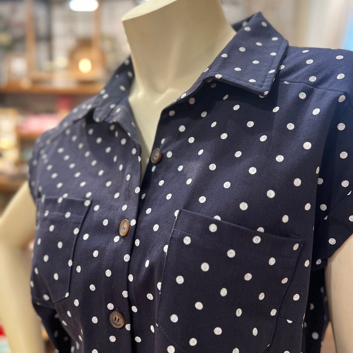 Navy Dot Shirt Dress