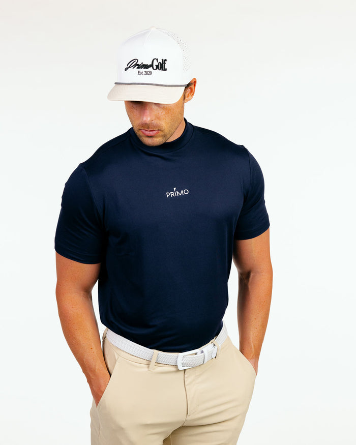 Navy Mock Neck Tee