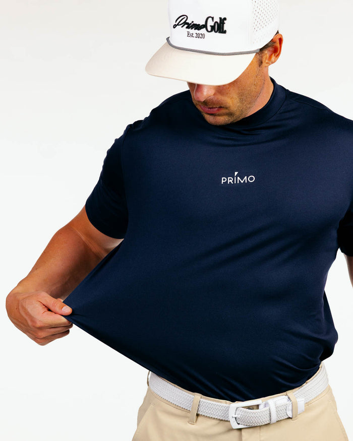 Navy Mock Neck Tee