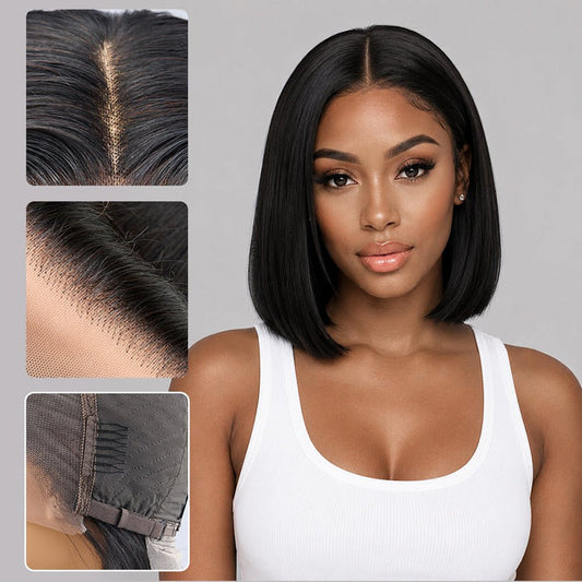 Newmiss13×4 Bob Wig Big Lace Front Wigs Pre Plucked with Baby Hair Straight Bob Frontal Wigs - newmiss hair