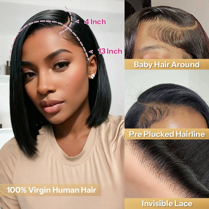 Newmiss Natural Black 180% Density Short Bob Wigs for Black Women - newmiss hair