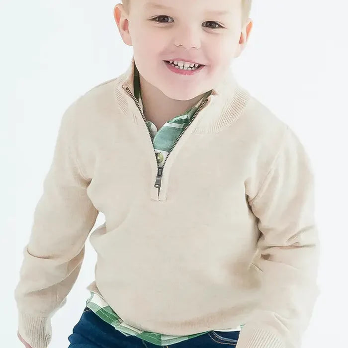 Oatmeal 1/4 Zip Sweater