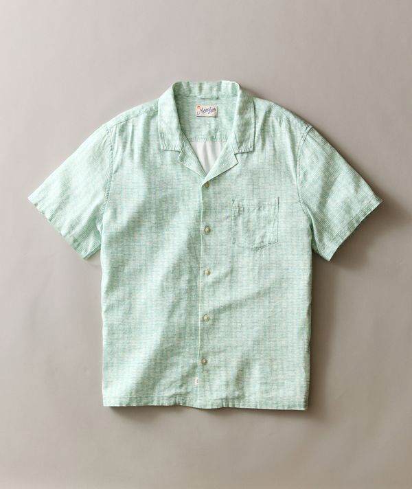 Pablo Tencel Linen Resort Shirt Aqua Sardine Print