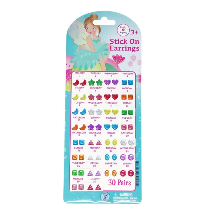 Pink Poppy Stick-On Earrings, 30 Pairs