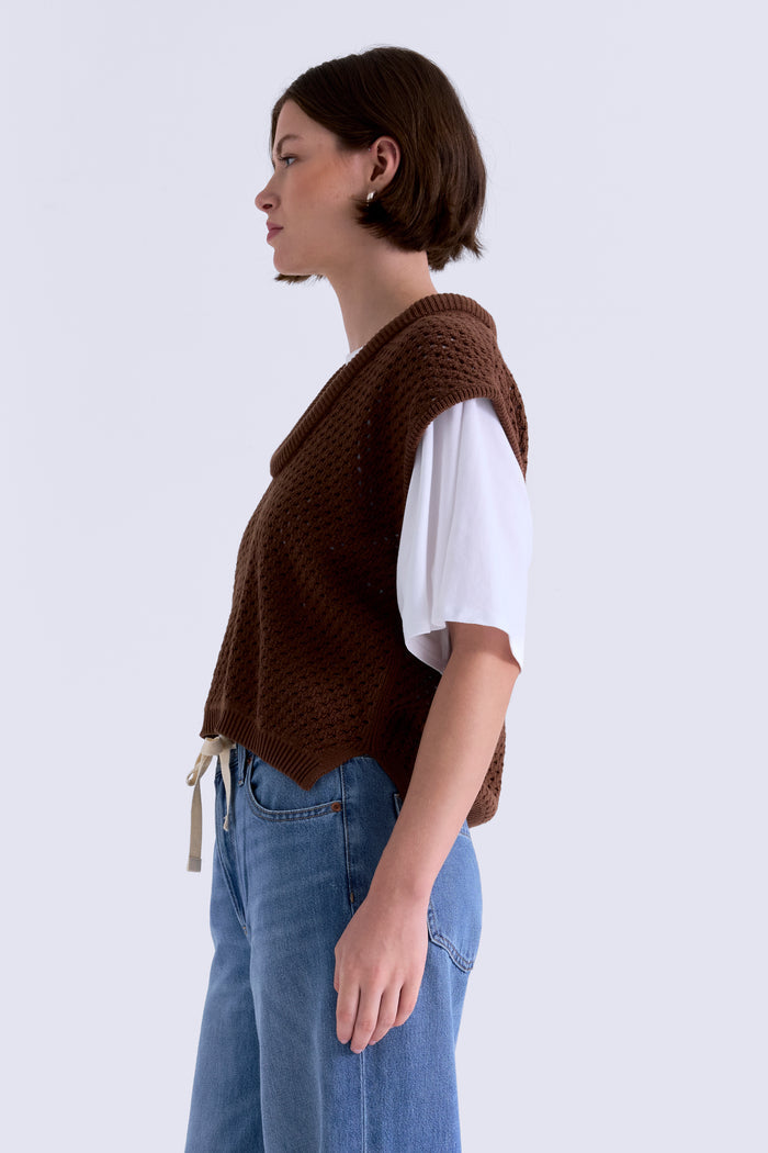 BECK OPEN KNIT CROPPED SWEATER