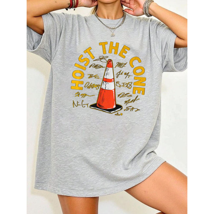 Pittsburgh Baseball "Hoist The Cone" Signatures T-Shirt – Fan-Favorite Black and Gold Graphic Tee, Premium 100% Cotton Steel City Top, Made in USA - Teezioo