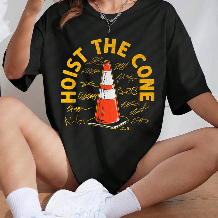 Pittsburgh Baseball "Hoist The Cone" Signatures T-Shirt – Fan-Favorite Black and Gold Graphic Tee, Premium 100% Cotton Steel City Top, Made in USA