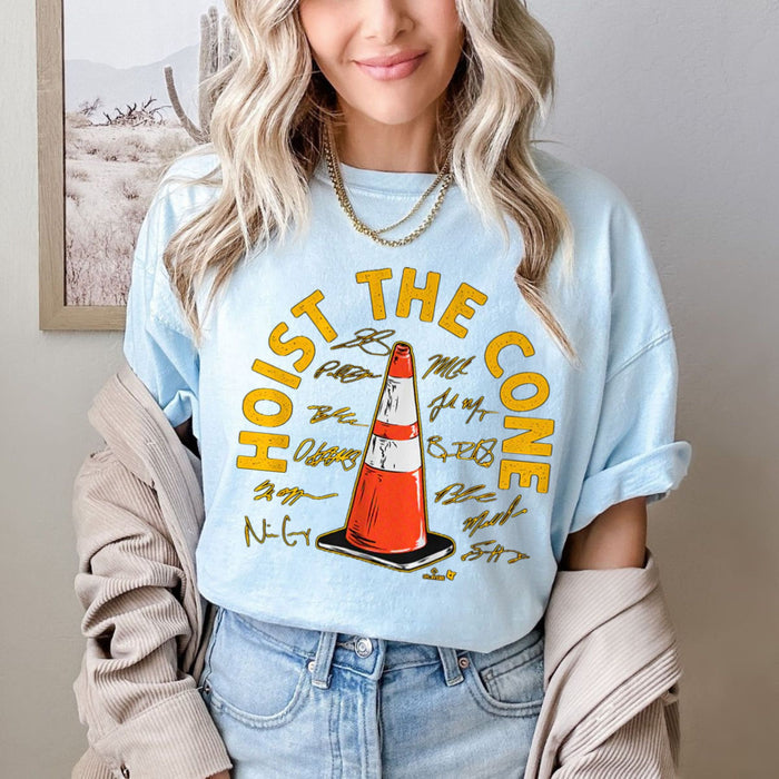 Pittsburgh Baseball "Hoist The Cone" Signatures T-Shirt – Fan-Favorite Black and Gold Graphic Tee, Premium 100% Cotton Steel City Top, Made in USA