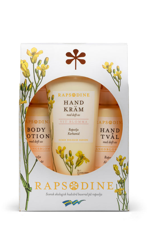 Rapsodine presentpaket - för händer. Svensk, ekologisk hudvård baserad på rapsolja.