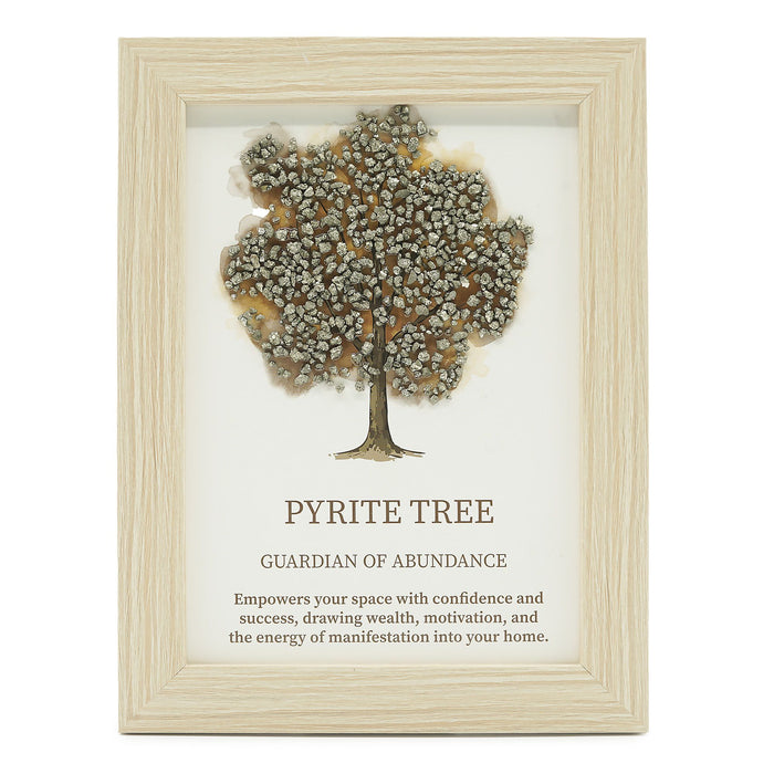 Pyrite Gemstone Crystal Decorative Picture Tree of Life Handmade