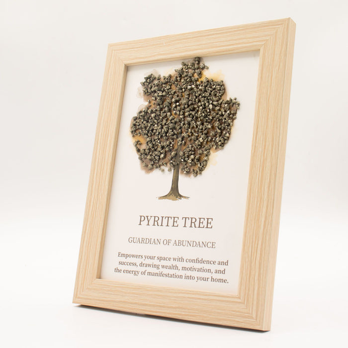 Pyrite Gemstone Crystal Decorative Picture Tree of Life Handmade