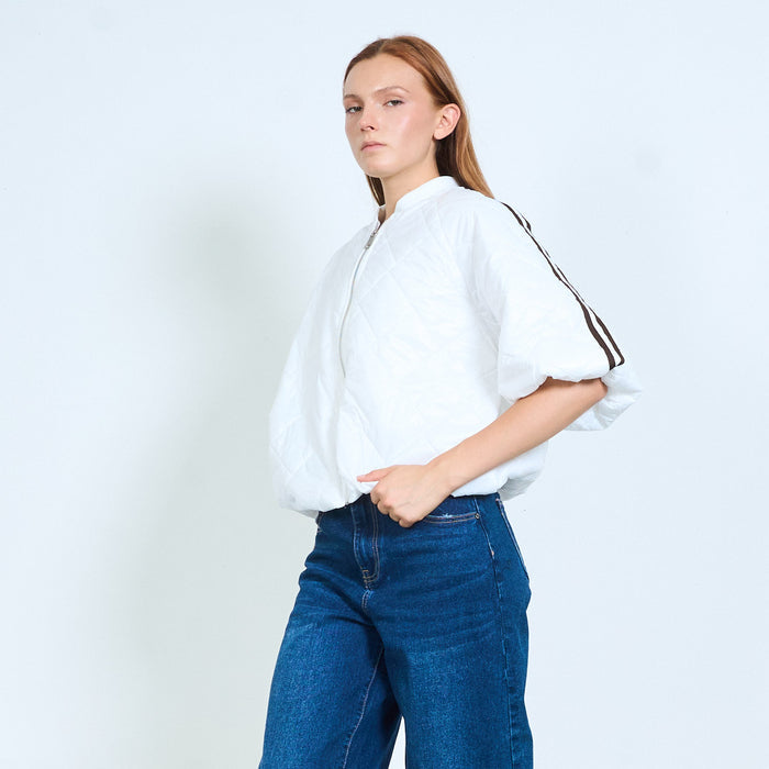 Quilted short sleeve bomber jacket wholesale