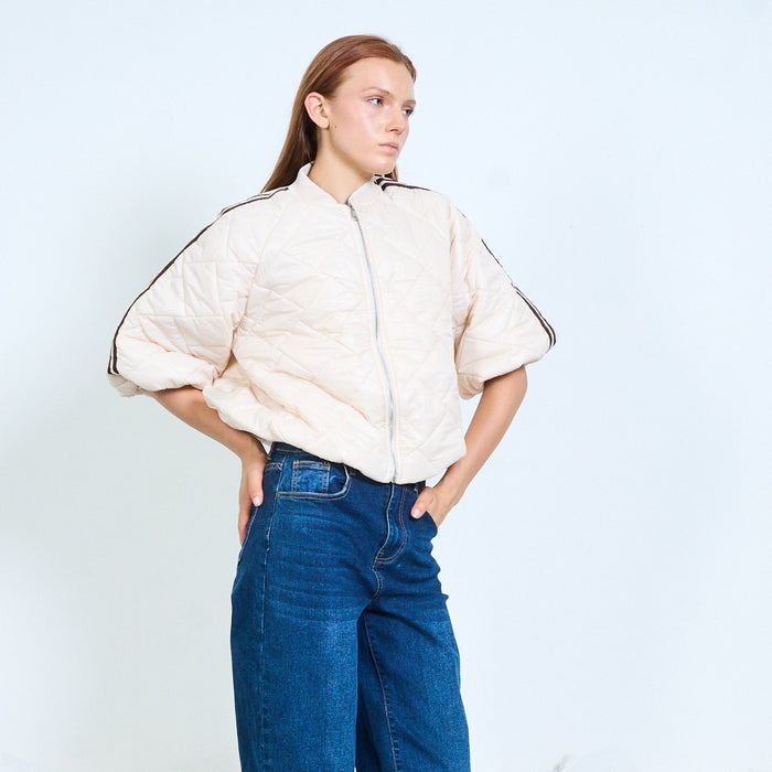 Quilted short sleeve bomber jacket wholesale
