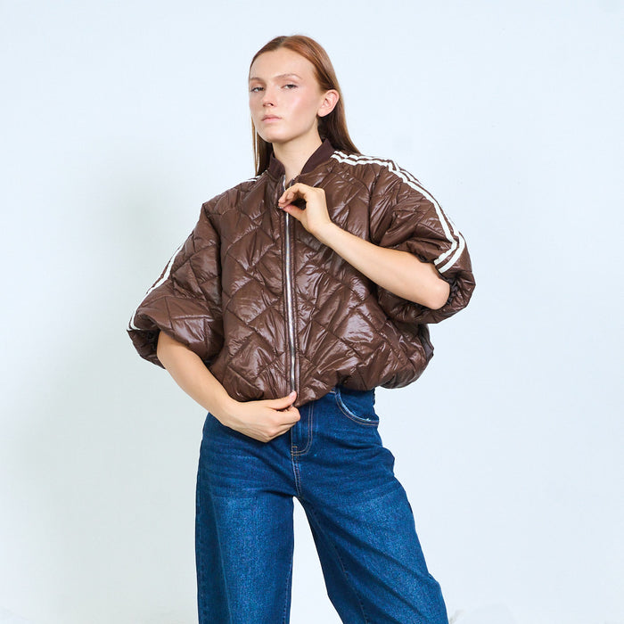 Quilted short sleeve bomber jacket wholesale