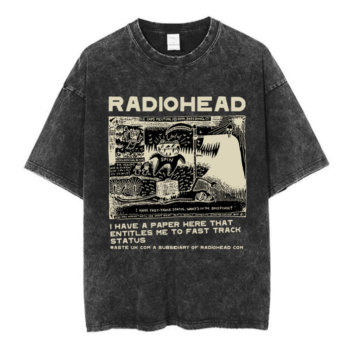 Radiohead Washed Cotton Band T-Shirt | Retro Rock Tee