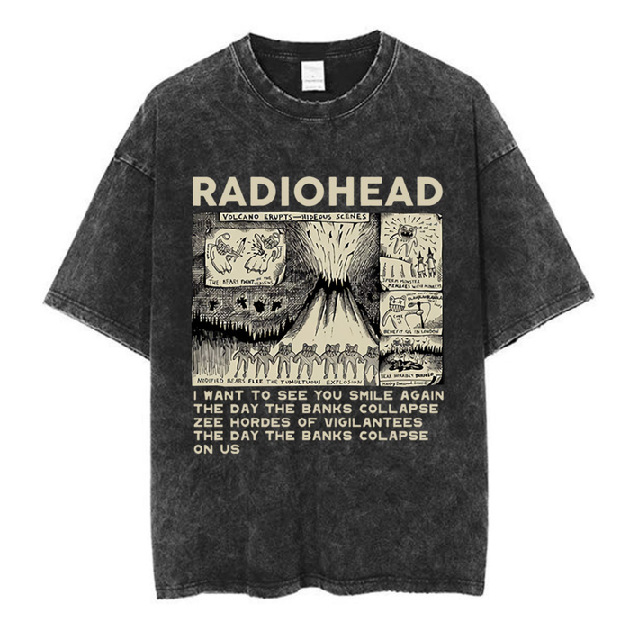 Radiohead Washed Cotton Band T-Shirt | Retro Rock Tee