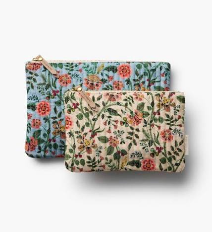 Rifle Paper Co. Gracie Quilted Pouch Set | Floral Travel & Cosmetic Bags
