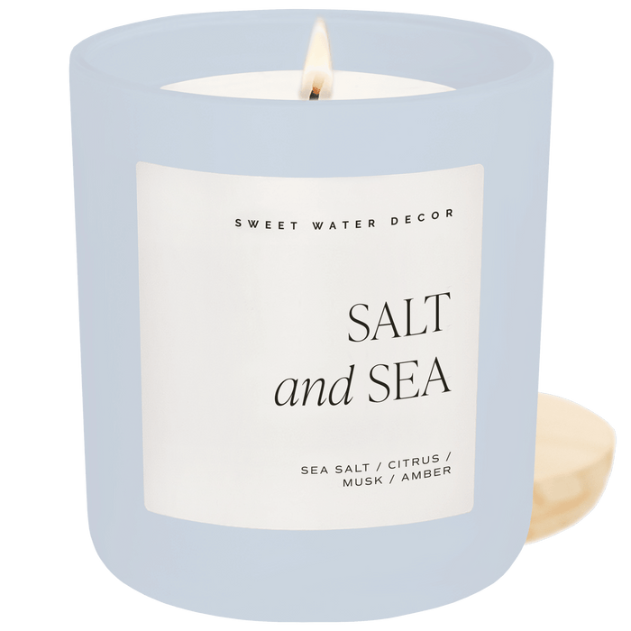 Salt and Sea Soy Candle - Blue Matte Jar - 15 oz - Olita Gifts & Goods