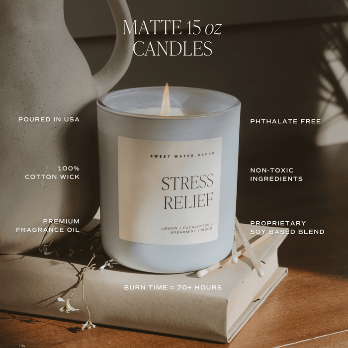 Salt and Sea Soy Candle - Blue Matte Jar - 15 oz - Olita Gifts & Goods