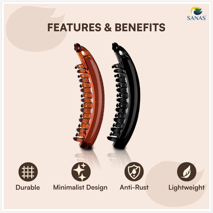 SANAS banana hair clips for women for ponytail and updo styling