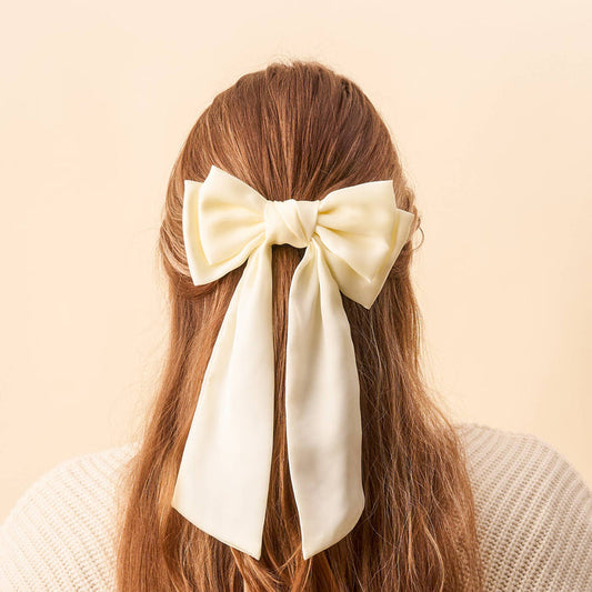 Satin Hair Bow- Cream