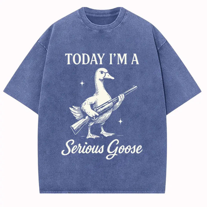 Serious Goose Graphic T-Shirt – Quirky Animal Art & Funny Slogan Tee, Premium Washed Cotton Standout Casual Wear for Men & Women