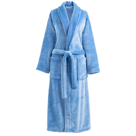 Annie Selke French Blue 2.0 Fleece Bath Robe OSFA