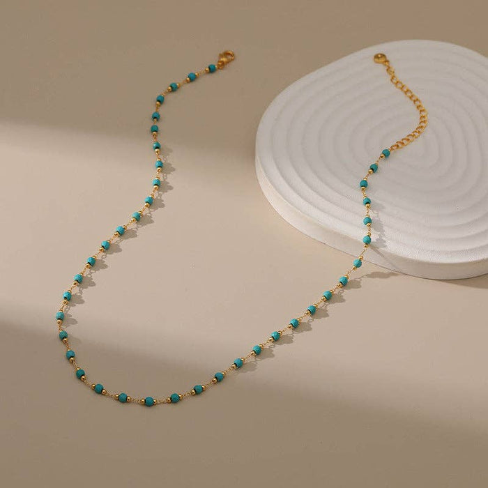 Simple Turquoise Beads Necklace KN0013