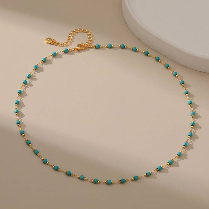 Simple Turquoise Beads Necklace KN0013