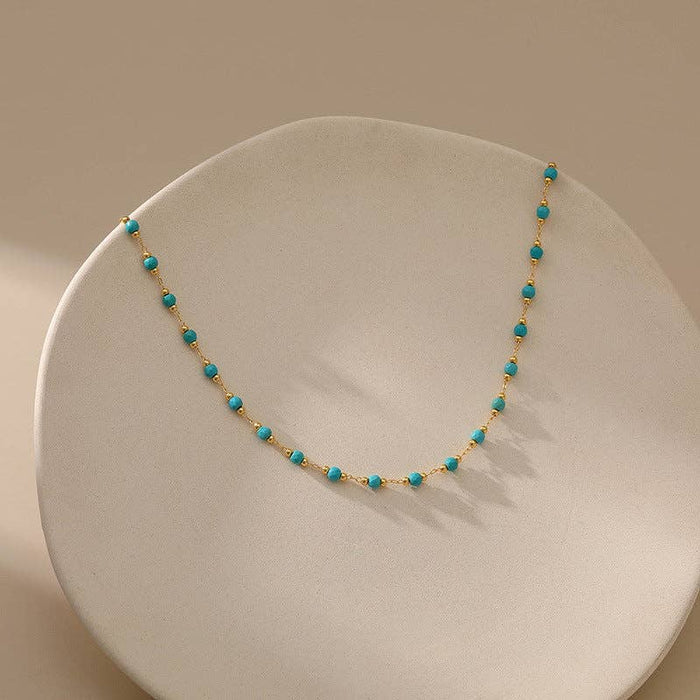 Simple Turquoise Beads Necklace KN0013