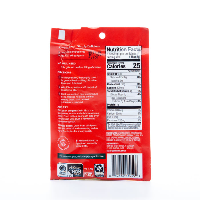 Simply Organic Spicy Taco Seasoning Mix 32g