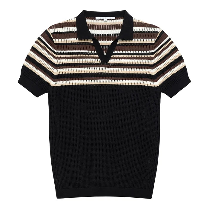 Sismano Knit Polo Black Tan