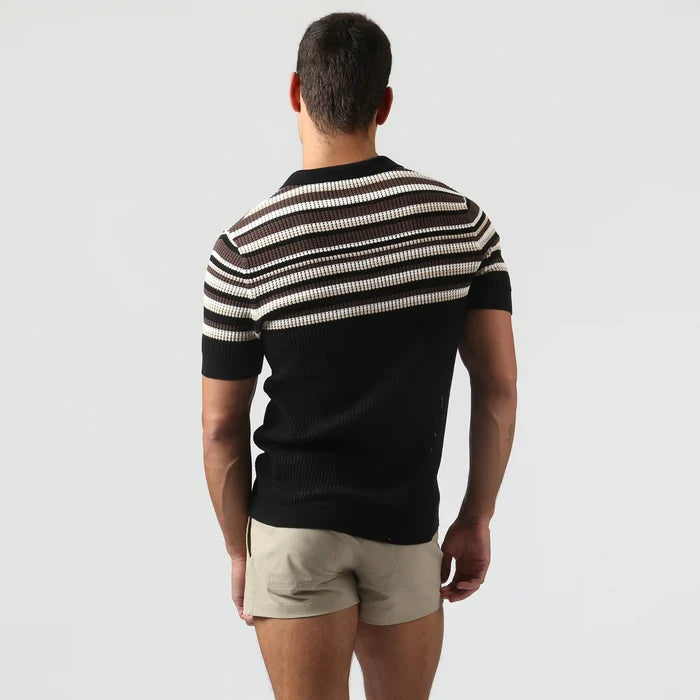Sismano Knit Polo Black Tan