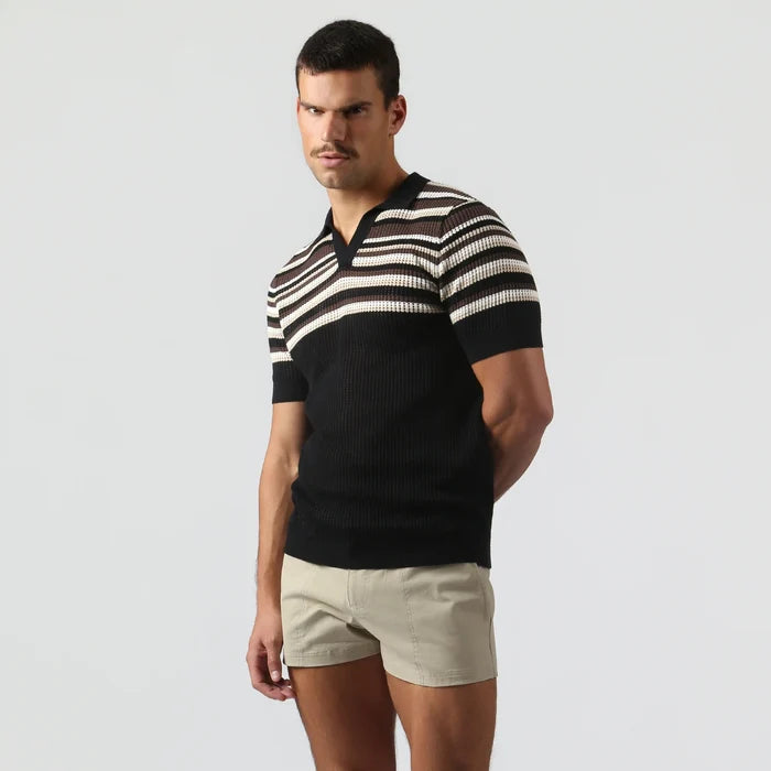 Sismano Knit Polo Black Tan