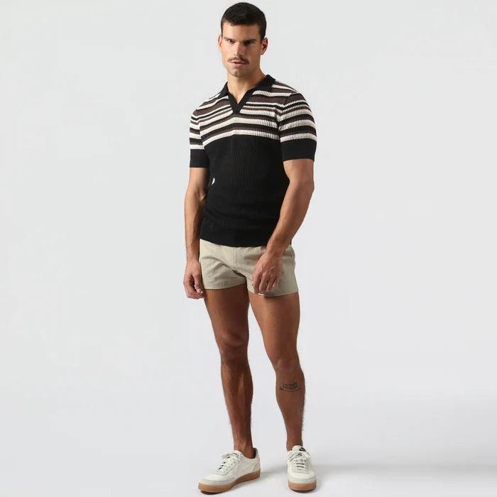 Sismano Knit Polo Black Tan