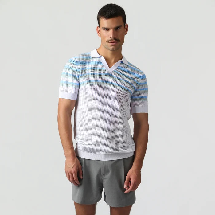 Sismano Knit Polo White Sky