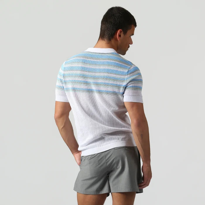Sismano Knit Polo White Sky