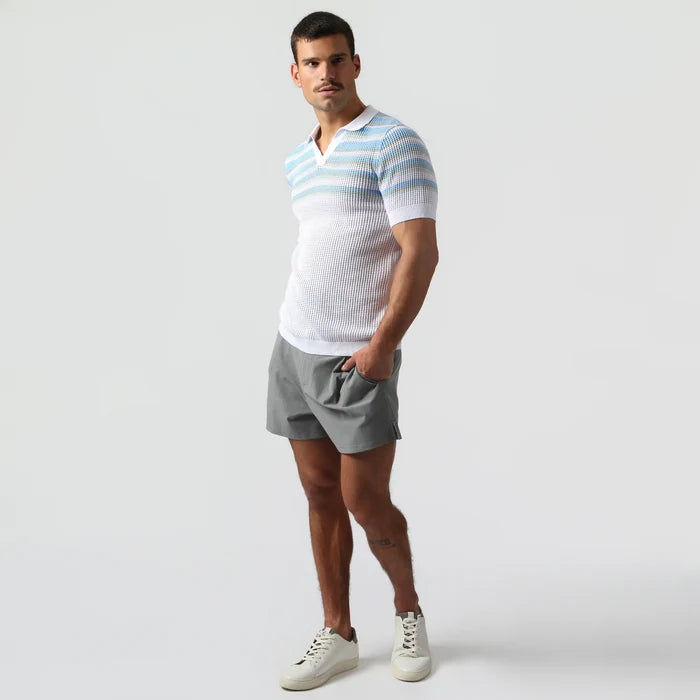 Sismano Knit Polo White Sky