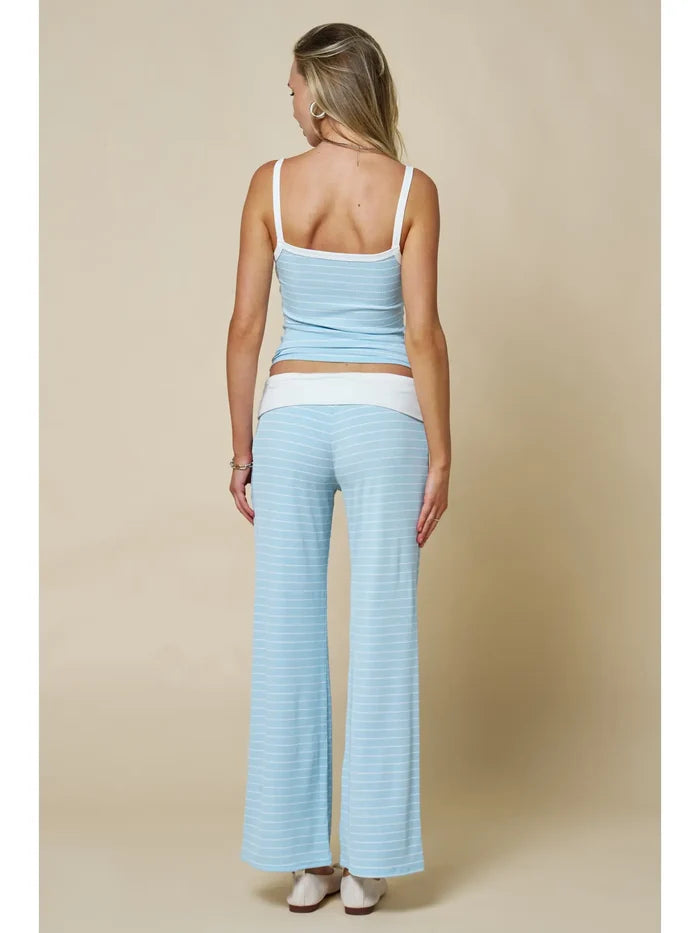 Sky Striped Fold Over Pants