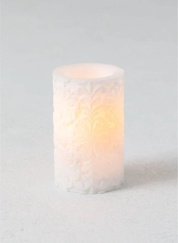 Snowflake Carved Pillar Candle