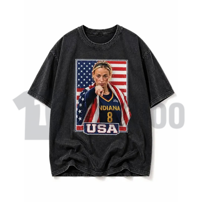 Sophie Cunningham USA Pride Graphic Washed Tee - Team USA Basketball Fan T-Shirt