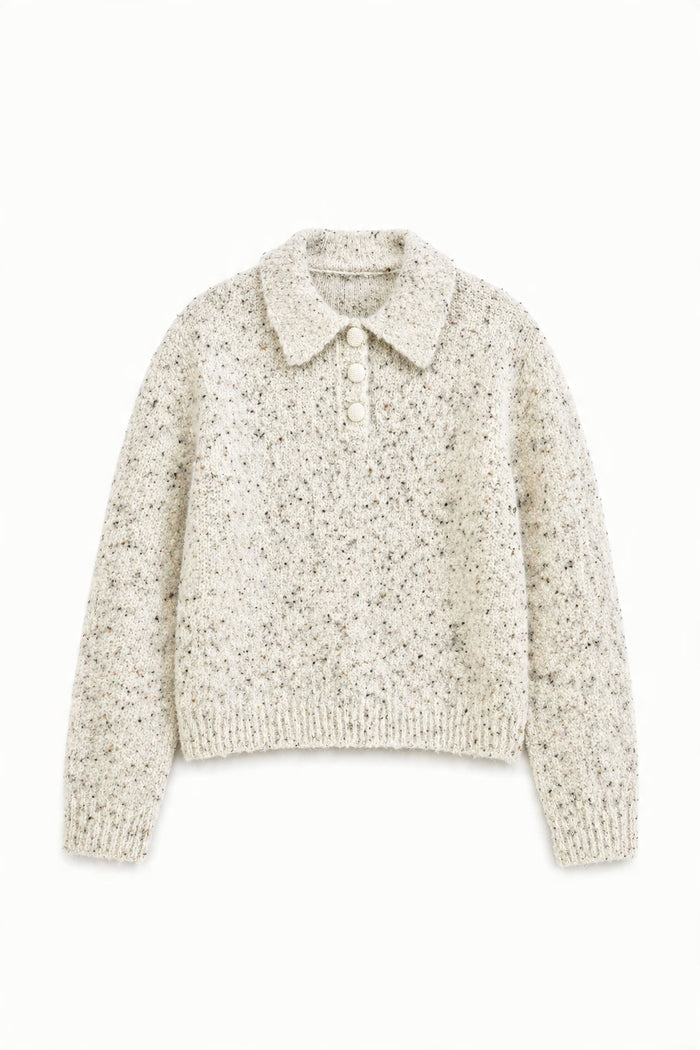 Speckled Wool-Blend Polo Sweater wholesale - image 5
